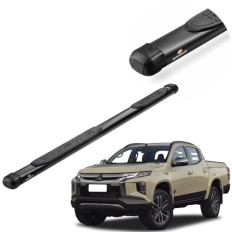 Estribo Oblongo Preto L200 Triton Sport 2017 até 2025 Cabine Dupla Keko
