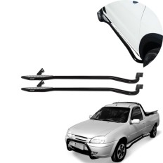 Estribo Alumínio Tubular com Chapa Pisante Preto Courier 1997 até 2013 - CCF