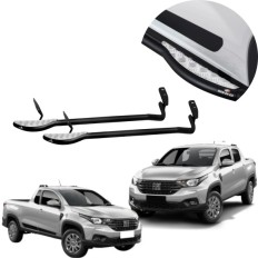 Estribo Tubular Preto com Pisante Strada 2021 até 2025 Cabine Dupla e Simples Keko