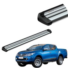 Estribo Integral Prata L200 Triton 2008 até 2016 Cabine Dupla Keko