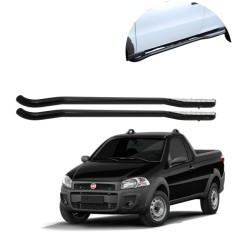 Estribo Modelo Original Chapa Pisante Preto Strada 1998 até 2020 - Solar Acessórios