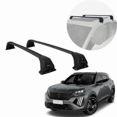 Rack de Alumínio Preto 60kg com chave Peugeot 2008 2024 até 2026 - Kiussi 