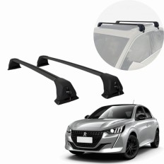 Rack de Alumínio Preto 60kg com chave Peugeot 208 2021 até 2026 - Kiussi 