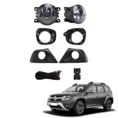 Farol Auxiliar Duster 2015 até 2021 (Mold Preta com Suporte Interno Botão Similar Original) - Sho