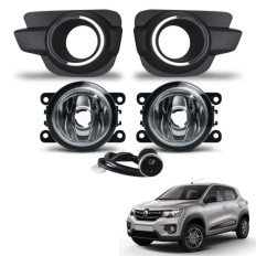 Farol Auxiliar Kwid 2017/2024 (Moldura Cromada Botão Touch) - ShockLight