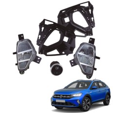 Farol Auxiliar Nivus 2021 até 2024 LED DRL + Pisca (Moldura Preta / Botão Touch) - ShockLight