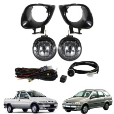 Farol Auxiliar Palio Weekend / Strada Trekking G2 2001 até 2003 (Moldura Preta Botão Touch) - ShockL