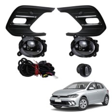 Farol Auxiliar FULL LED Novo Polo 2023/2025 -  Highline (Grade com Friso Cromado / Botão Original) 