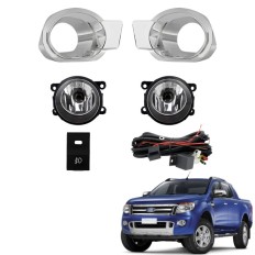 Farol Auxiliar Ford Ranger 2012 até 2015 (Botão Mod Original / Moldura Cromada) - ShockLight
