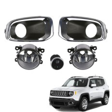Farol Auxiliar Jeep Renegade 2015 até 2017 (Mold Cromada /Botão Universal) - ShockLight