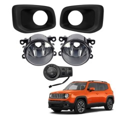 Farol Auxiliar Jeep Renegade 2015 até 2017 (Moldura Preta Botão Mod Original) - ShockLight