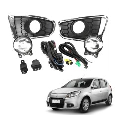 Farol Auxiliar Sandero 2012 até 2014 (Moldura Cromada / Botão Mod Original) 