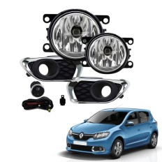 Farol Auxiliar Sandero 2015 até 2019 (Moldura Cromada / Botão Touch) - ShockLight