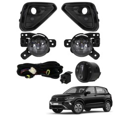 Farol Auxiliar FULL LED T-Cross 200 TSI / Comfortline 2025 até 2026 (Grade Preta/Botão Mod Original)