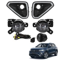 Farol Auxiliar FULL LED T-Cross Highline 2025 até 2026  (Grade Friso Cromado / Botão Mod Original) 
