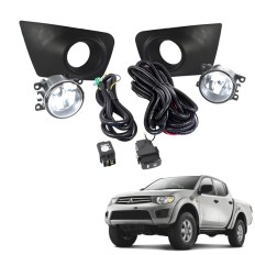 Farol Auxiliar L200 Triton 2011 até 2013 (Moldura Preta com Suporte / Botão Mod Original)