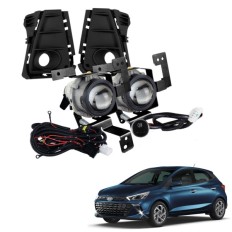 Farol Auxiliar HB20 Hatch / Sedan Plus 2024 até 2026 (Moldura Preta / Botão Touch) - ShockLight