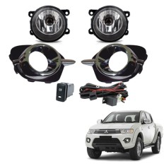 Farol Auxiliar L200 Triton 2014 até 2020 (Com Grade Cromada /Botão Mod Original) 