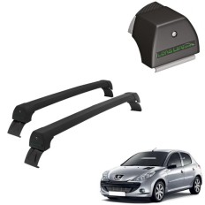 Rack de Alumínio Preto 40kg Peugeot 206 / 207 Hatch 4 Portas 2001 até 2014 - LongLife