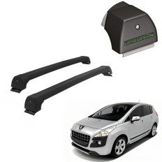 Rack de Alumínio Preto 45kg Peugeot 3008 (Sem Teto Solar) 2011 até 2017 - LongLife