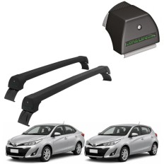 Rack de Alumínio Preto 45kg Yaris (X-WAY / HATCH / SEDAN) 2018 até 2024 - LongLife